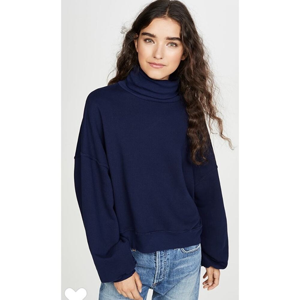 NWOT Agolde Cotton Balloon Sleeve Turtleneck Sweatshirt in Artic XS